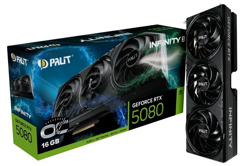 Palit GeForce RTX 5080 Infinity 3: охлаждение без RGB и две версии разгона