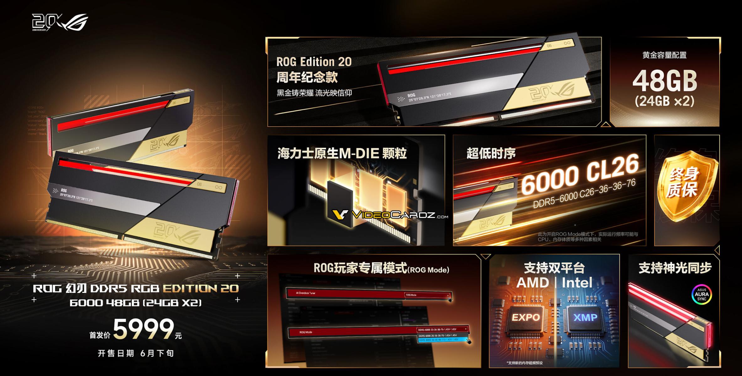 ASUS запустила линейку оперативной памяти DDR5 под брендом ROG